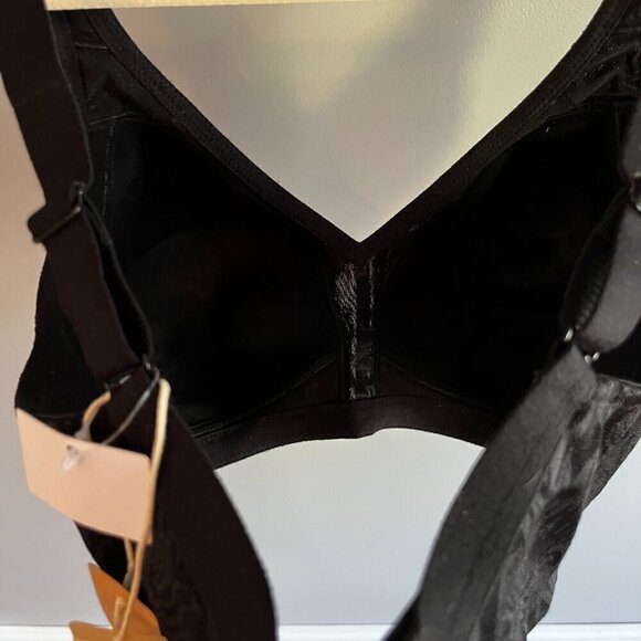 Wingslove 38D black bra No padding wirefree full coverage lace wide straps NWT - Picture 6 of 9